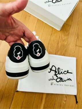 Alice + Olivia White and Black Platform Sneakers